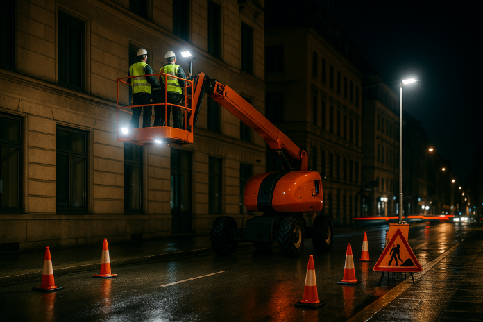 Poți închiria nacele pentru lucrări nocturne