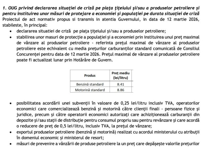 Ministerul Energiei plănuiește să declare stare de urgență pe piața petrolului, cu limitări și taxe diminuate...