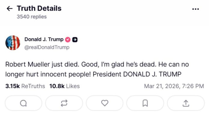 Robert Mueller, procurorul care a cercetat intervenția rusă în alegerile din 2016, a murit. Trump...