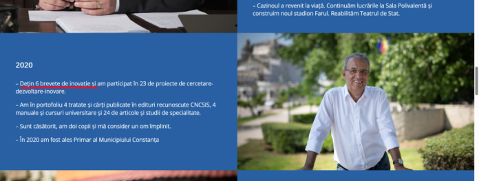 Instituțiile statului contestă cele 6 patente de invenție ale primarului din Constanța, Vergil Chițac, menționate în CV