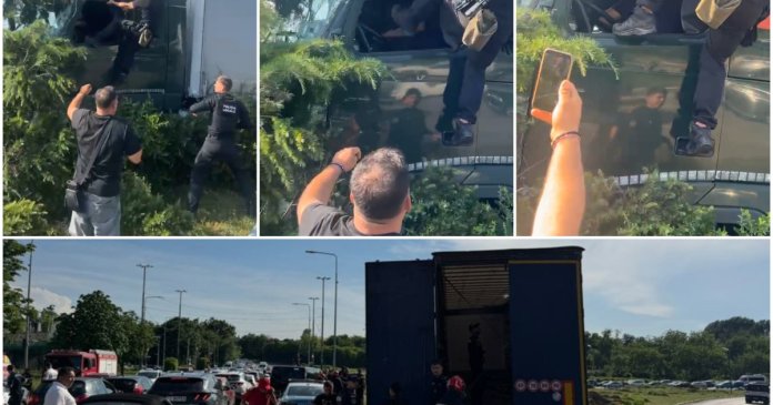 Polițiștii locali au recurs la utilizarea spray-ului lacrimogen și l-au atacat pe șoferul TIR-ului ce a scăpat de sub control.