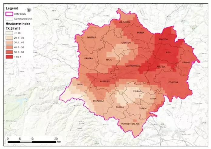 Harta climatică detaliată pe nivel de cartier pentru un oraș din România. Precizie de 2 metri pentru inundații. Harta climatică detaliată pe nivel de cartier pentru un oraș din România. Precizie de 2 metri pentru inundații.